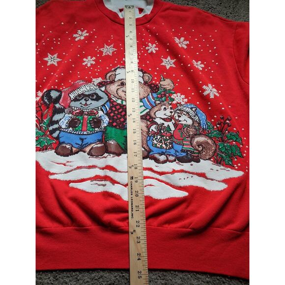 VTG Nut Cracker Crewneck Sweater Women's XL Christmas Holiday Snow Animals - Picture 6 of 7